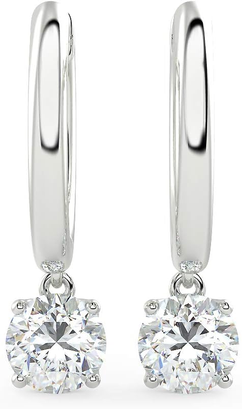 1/2 Carat Lab Grown Diamond Huggie Hoop Earrings for Women I 14k White Gold Earrings (G-H, VS1-VS2, 0.50 cttw) Dangling Drop Earrings I Brilliant Cut Diamond Hoops by Carbon Atelier Carbon Atelier