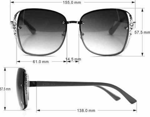 Rocawear womens R3284 Vented Metal UV Protective Rhinestone Square Sunglasses Gifts for Women with Flair 65 mm, Gold & Nude, mm US Rocawear