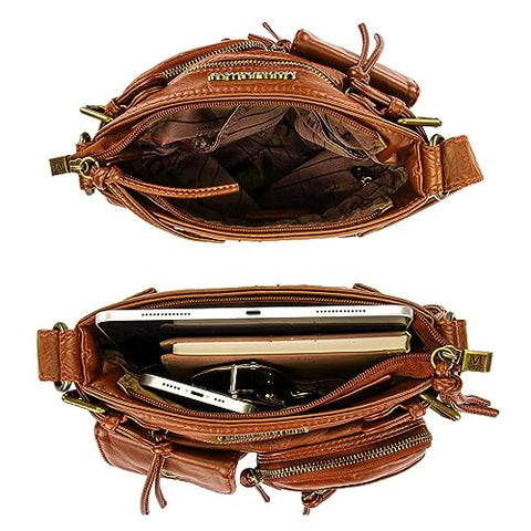 Montana West Multi Pocket Crossbody Purse for Women Shoulder Bag Ultra Soft Washed Vegan Leather Travel Bag,MWC-046CM Montana West