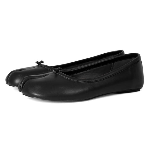 VBDB Black Tabi Ballet Flats Shoes for Women Rounde Toe Wide Width Split Toe Low Heel Comfortable Flats Shoes Size 8