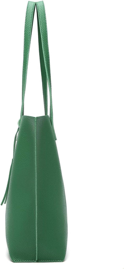 Dreubea Women's Soft Faux Leather Tote Shoulder Bag from, Big Capacity Tassel Handbag Forest Green Dreubea