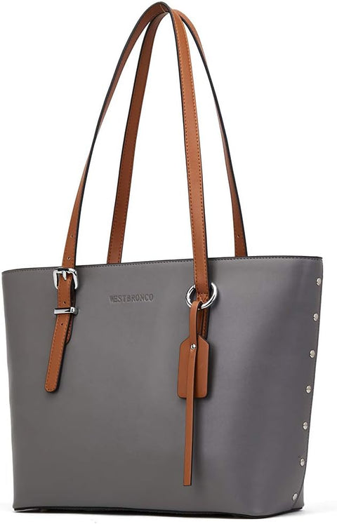 WESTBRONCO Purses For Women Vegan Leather Purses and Handbags Large Ladies Tote Shoulder Bag WESTBRONCO