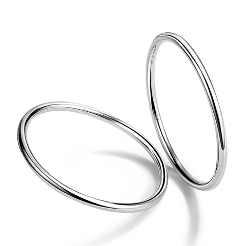 H&Beautimer Solid 925 Sterling Silver Italian Handmade Minimalist 4MM Bracelet for Women's Charm Jewelry 60-65MM Bangle 1/2/3 Set Birthday Gift (2set, 60MM) H&Beautimer
