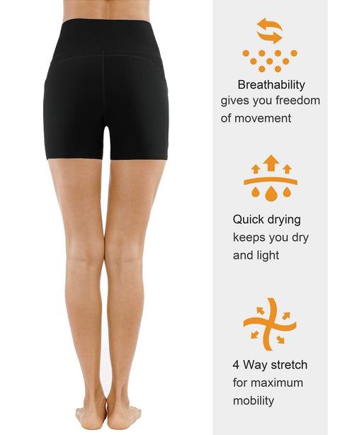 THE GYM PEOPLE High Waist Yoga Shorts for Women Tummy Control Fitness Athletic Workout Running Shorts with Deep Pockets (Small, Black) THE GYM PEOPLE