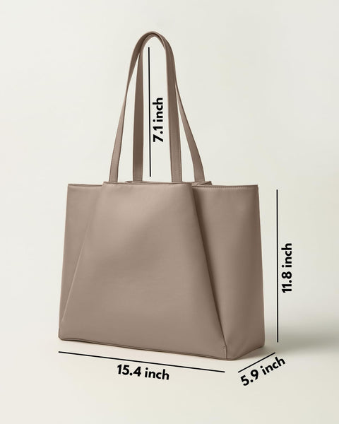 Laptop Tote Bag for Women 15.6 Inch - Large Work Bags with Zip Compartments - PU Leather Office Purse Computer Briefcase Apryl