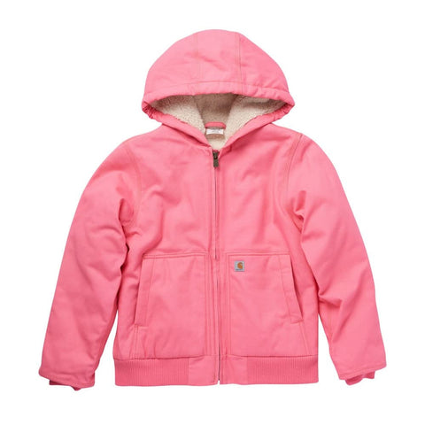Carhartt OUTDOORS - Apparel Zip Front Canvas Insulated Hooded Active Jac, Pink Lemonade, Large (14)
