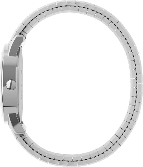 Timex Men's Easy Reader 35mm Day-Date Watch – Silver-Tone Case White Dial with Silver-Tone Expansion Band