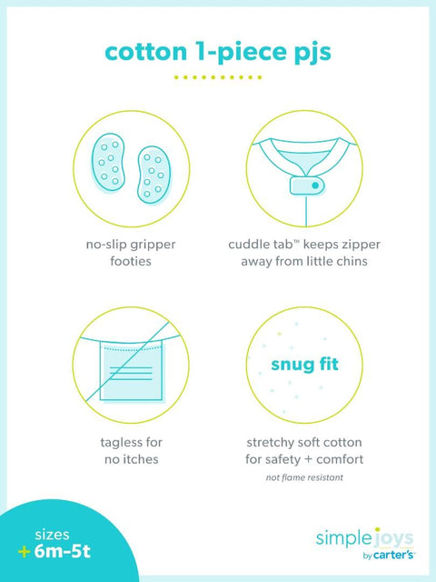 Simple Joys by Carter's Baby Girl's 3-Pack Snug Fit Footed Cotton Pajamas Sleepwear, floral/turtle/swan, 12 Months