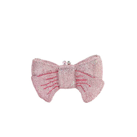Tngan Women Luxury Bowknot Shaped Evening Clutch Sparkling Rhinestones Handbag for Banquet Wedding Party, Pink 2 Tngan