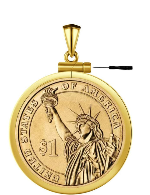 Geruibi 24-Karat Gold Wrapped in Silver $1 Border Screw Top Coin Border is suitable for 26.54mm diameter 2.06mm thickness, Coins Not Included