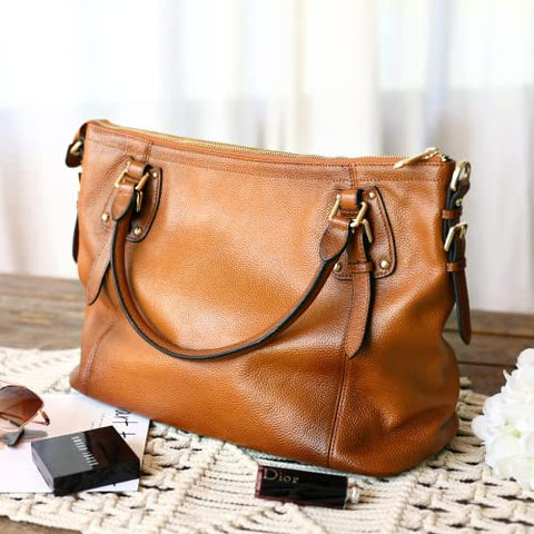 Kattee Genuine Leather Handbags Tote Shoulder Bag for Woman Satchel Designer Purse Top Handles Crossbody Bag Large Capacity Kattee