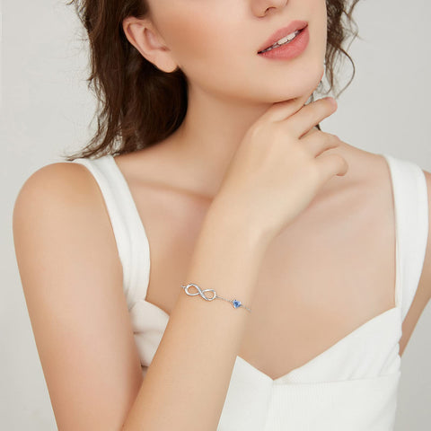 CDE Infinity Heart Symbol Charm Link Bracelet for Women 925 Sterling Silver Stainless Steel Adjustable Mother's Day Gift Anniversary Jewelry Birthday Gifts for Women Wife Girlfriend Her CDE