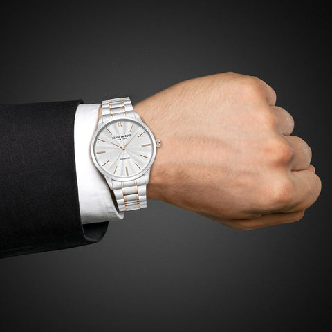 Kenneth Cole Men's Watch - Luxury Watch for Men, Stainless Steel Watch, Quartz, Water-Resistant, Sleek Design TT Silver/Gold Rose Analog Watch Kenneth Cole New York