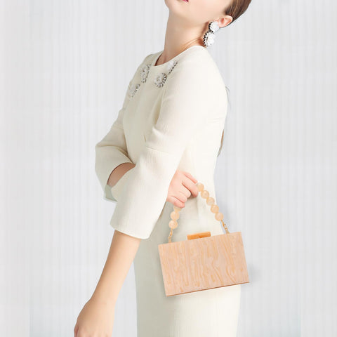 Oweisong Women Acrylic Clutch Purse Formal Wedding Evening Handbag Marble Party Shoulder Crossbody Bag with Bead Chain Oweisong