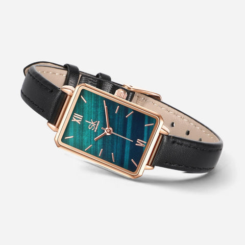 SK Dainty Women's Wrist Watch: Green Malachite Dial,Beautiful Bracelet, Wrapped by Stylish Gift Box, Elegant Present for Ladies and Loved Ones claities