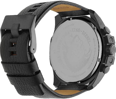 Diesel Mega Chief Stainless Steel and Leather Chronograph Men's Watch, Color: Black (Model: DZ4323) Diesel
