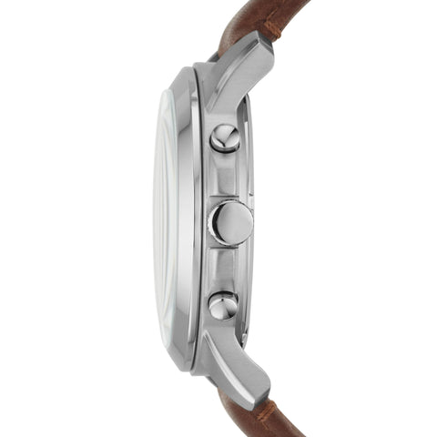 Fossil Men's Grant Quartz Stainless Steel and Leather Chronograph Watch, Color: Silver, Brown (Model: FS4813) Fossil