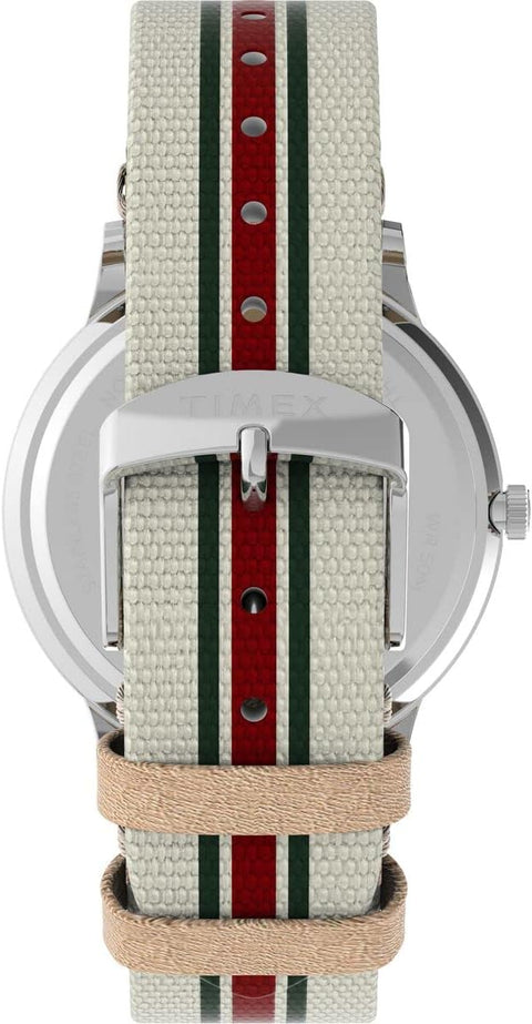 Timex Men's Waterbury Classic 40mm Watch - White Strap Gray Dial Stainless Steel Case Timex