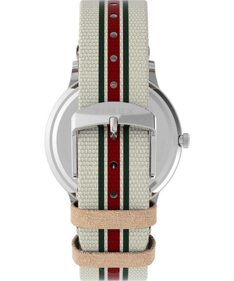 Timex Men's Waterbury Classic 40mm Watch - White Strap Gray Dial Stainless Steel Case Timex