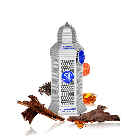 Al Haramain Platinum Oud - Perfume for Women and Men - Exquisite Amber Perfume - Exotic Burst of Cardamom, Vetiver, and Tonka Bean - 3.4 oz EDP Spray Al Haramain
