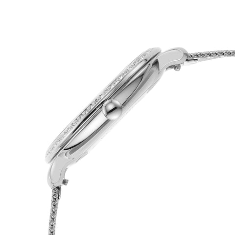 Fossil Women's Jacqueline Quartz Stainless Steel Mesh Three-Hand Watch, Color: Silver (Model: ES4627) Fossil