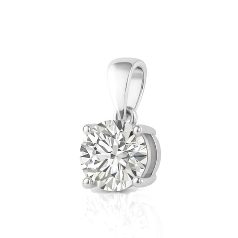 14K Solid White Gold Lab Grown Moissanite Round Cut Solitaire Pendant | Dangle Bail | 8.0mm | 2.0 CTW | Pendant Only | Fine Jewelry Luxury Gift | Birthday, Anniversary, Mother's Day