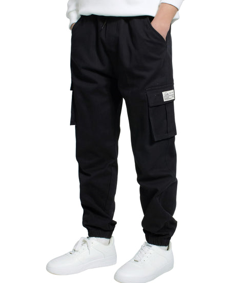 TLAENSON Boys Cargo Joggers Pants Casual Jogging Trousers Bottom for Kids Black Size 175/14-16 Years