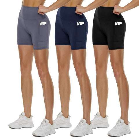 QGGQDD 3 Pack High Waisted Biker Shorts for Women – 3"/ 5"/ 8" Black Workout Yoga Compression Tummy Control Shorts for Running Clothing QGGQDD