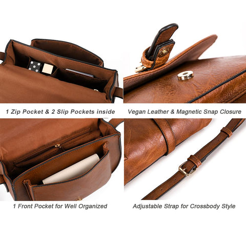 Crossbody Bags for Women,Small Saddle Purse and Boho Cross body Handbags,Vegan Leather,Brown AFKOMST