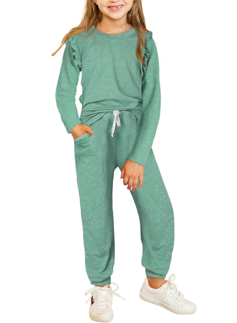 blibean Girls Fall Clothes Sets Girl Fashion Sweatsuit Outfits Tween Kids School Lounge Sweat Suits Shirts Tops Teen Jogger Matching Clothing Ropa Niña Size 8-9 Years Old Green
