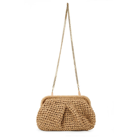 Emprier Straw Clutch Purse for Women Cloud Dumpling Pouch Straw Crossbody Shoulder Handbag Summer Beach Woven Bag Emprier