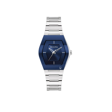 Bulova Ladies' Modern Gemini Stainless Steel 3-Hand Quartz Watch, Blue Dial Style:96L293 Bulova