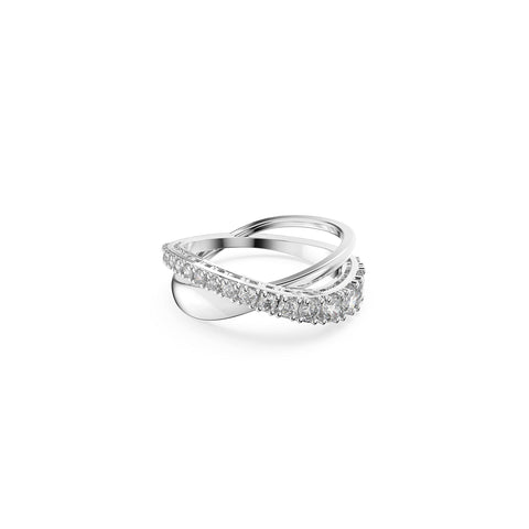 SWAROVSKI Women's Twist Rows Ring, White Crystal Stones in a Spiral Design, Rhodium Plated Setting, Size 58 SWAROVSKI