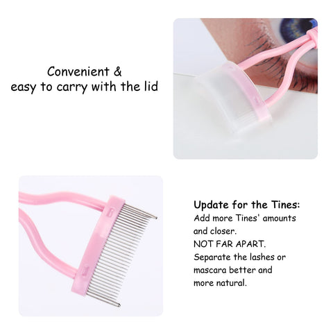 Eyelash Comb Separator MSQ Eyelash Mascara Brush and Comb Lash Separator With Comb Cover Arc Designed Cosmetic Brushes Tool Pink (1PCS) MSQ