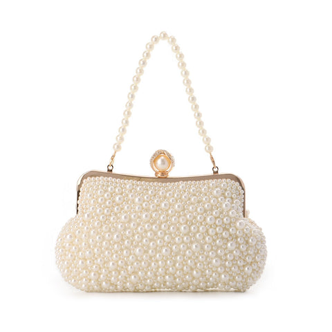 Lanpet Women Pearl Evening Handbags Noble Crystal Beaded Clutch Purse for Wedding Bridal Parites Prom Lanpet