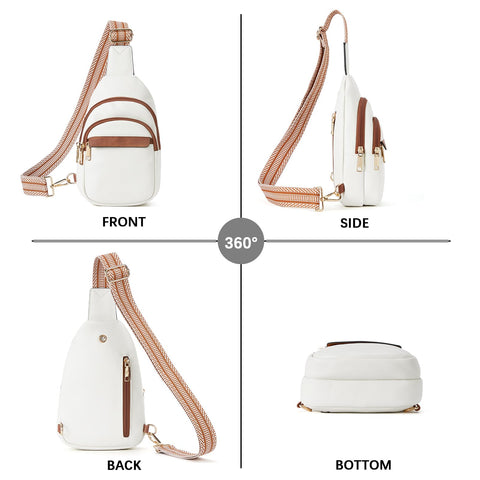 BOSTANTEN Small Sling Bag for Women Leather Crossbody Bags Fanny Pack Chest Bag for Travel, Beige