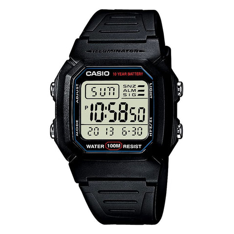 Casio W800H Series | Unisex Digital Watch | Black | 100 Meter Water Resistance | LED Backlight | 1/100 SEC Stopwatch | Dual Time | Multi-Function Alarm | Full Auto Calendar | 10 Year Battery