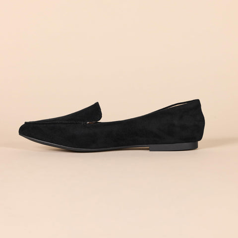 Amazon Essentials Women's Loafer Flat, Black Microsuede, 7