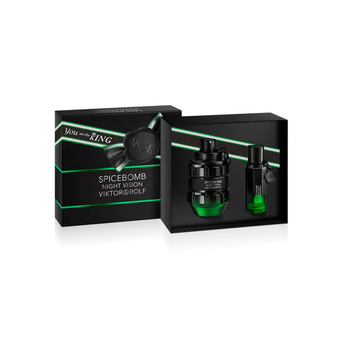 Viktor&Rolf - Spicebomb Nightvision Eau de Toilette Spring Gift Set - Woody & Spicy - Cologne for Men - With Notes of Citrus & Tobacco - Full Size, 3 Fl Oz & Travel Size, 0.68 Fl Oz Viktor&Rolf