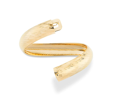 Miabella 925 Sterling Silver or 18Kt Yellow Gold Over Silver Italian Diamond-Cut Round Flexible Bangle Bracelet for Women 7.5 Inch Made in Italy (yellow-gold-plated-silver) Miabella