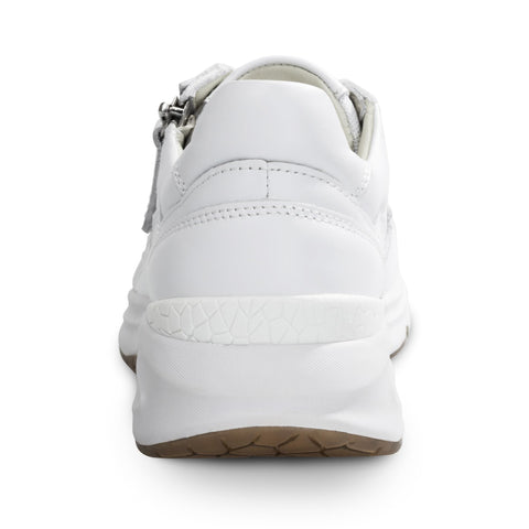 NACARAT Women’s Leather Sneakers Slip-On Walking Shoes with Side Zipper, Breathable Water-Repellent Upper, Cushioned Non-Slip Outsole White Size 8