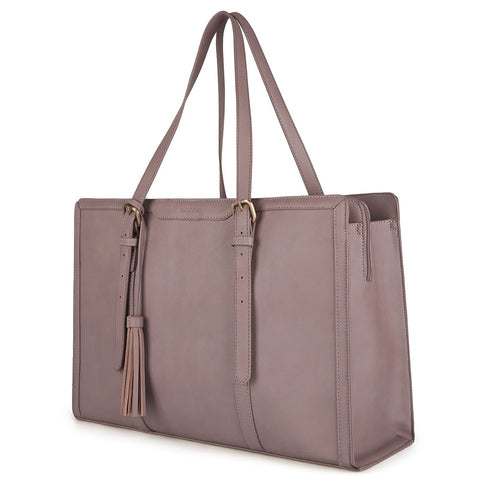 ECOSUSI Laptop Bag For Women 15.6 Inch Work Tote Bags PU Leather Computer Purse For Business Office With 3 Layer Compartments ECOSUSI