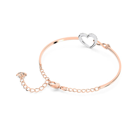 Swarovski Infinity Heart Women's Bangle Bracelet with a Rose-Gold Tone Plated Bangle, Clear Swarovski Crystals and Lobster Clasp SWAROVSKI