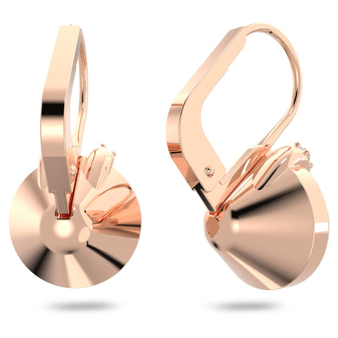 SWAROVSKI Bella V Drop Pierced Earrings, Round Pink Crystals with Clear Pavé on a Rose-Gold Tone Finished Setting, Part of the Swarovski Bella Collection SWAROVSKI