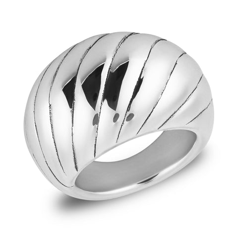MAX + STONE Boho Sterling Silver Domed Twist Cocktail Ring for Women | Large Sterling Silver Statement Ring for Women | Chunky & Hypoallergenic 925 Sterling Silver Rings for Women | Size 8 MAX + STONE