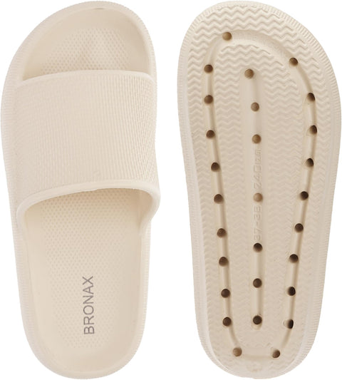 BRONAX Slides for Women Pillow Slippers Summer Soft House Home Shoes Size 8 Garden Sandals for Ladies Comfy Cushioned Thick Sole 39-40 Khaki BRONAX