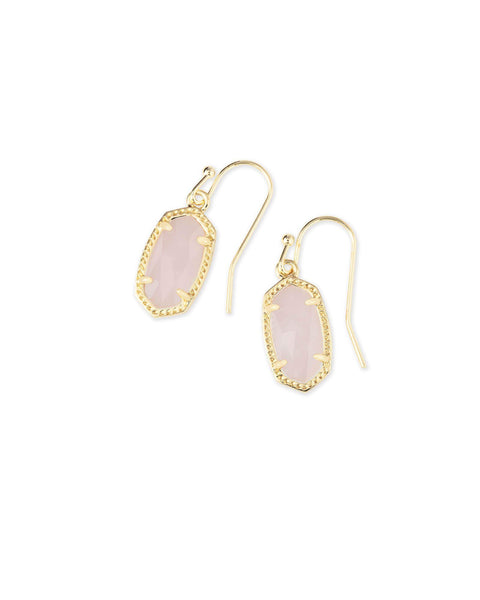 Kendra Scott Lee Drop Earrings for Women, Fashion Jewelry, 14k Gold-Plated, Rose Quartz