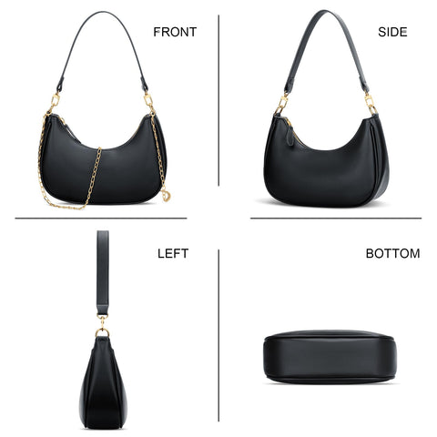 KKXIU Shoulder Bag for Women Small Purse Cute Clutch Hobo Handbag Trendy Crescent Bag-Black