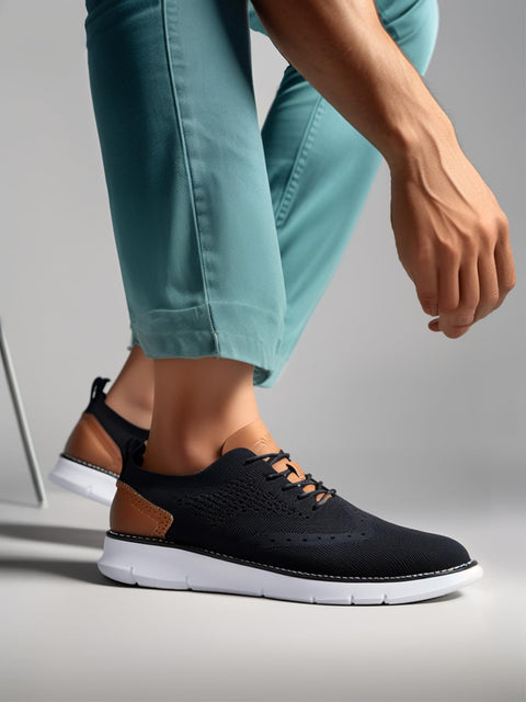 SVNKE Men's Fashion Dress Shoes Casual Oxfords Sneakers Business Breeze Tennis Comfortable Breathable Lightweight Walking Black 11.5