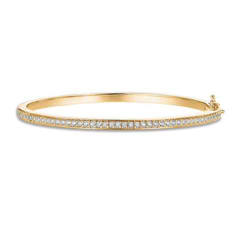 PAVOI 14K Gold Plated Cubic Zirconia Bangle Classic Tennis Bracelet | Yellow Gold Bracelets for Women | 7.5 Inches